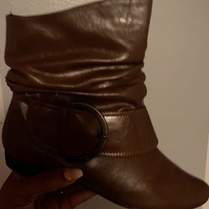 Brown leather ankle boots